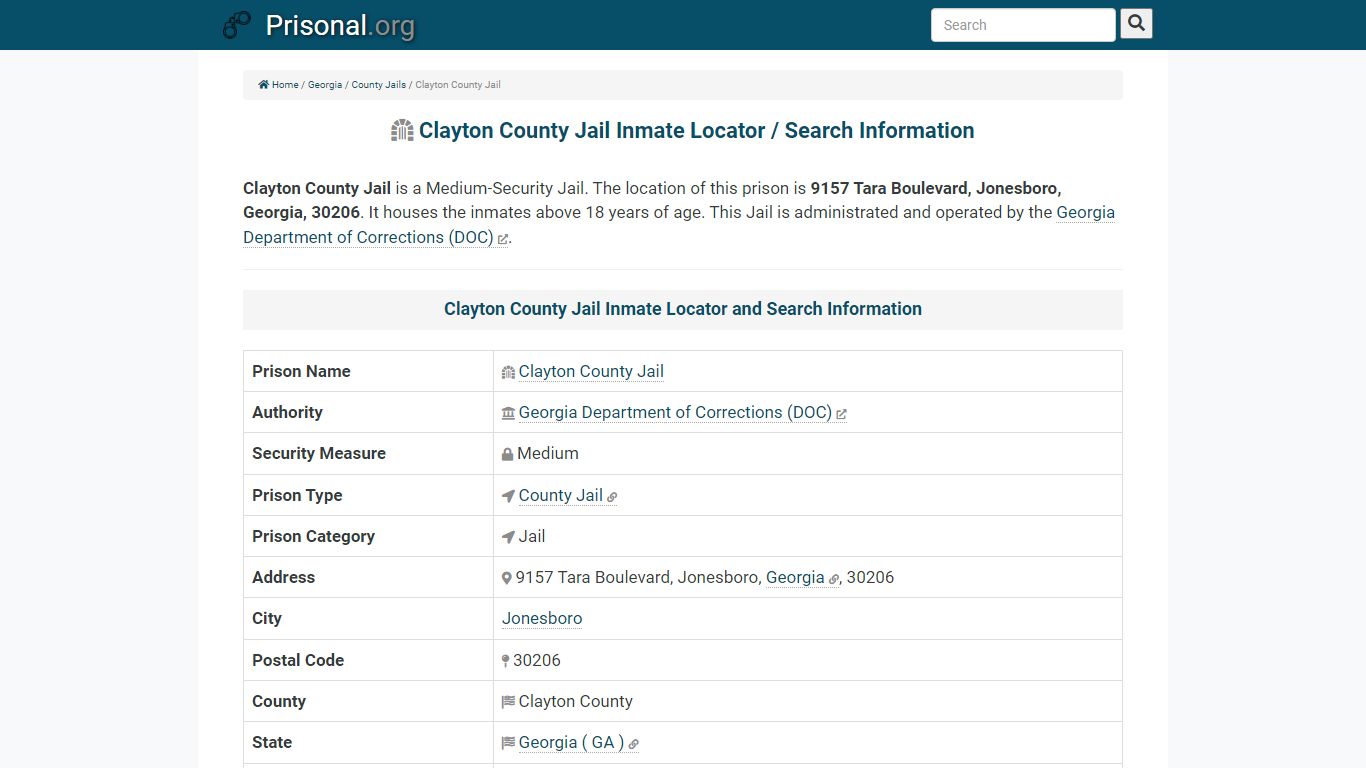 Clayton County Jail-Inmate Locator/Search Info, Phone, Fax ...