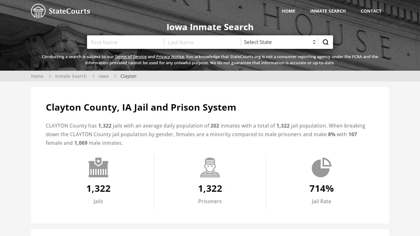 Clayton County, IA Inmate Search - StateCourts